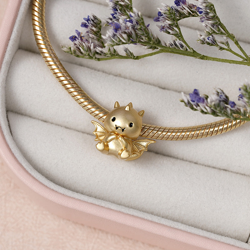 Cute Dragon Charm Bead Sterling Silver 18K Gold Plated_3