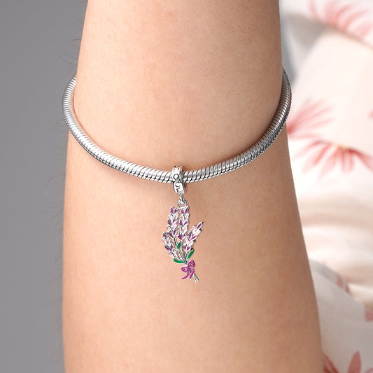 Lavender Flower Pendant Dangle Charm Sterling Silver_3