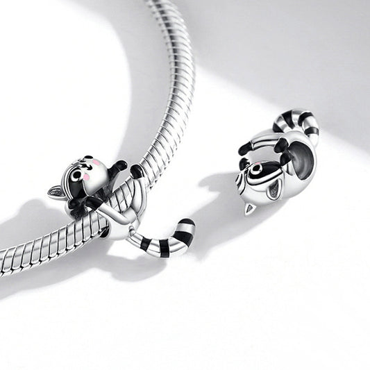 Raccoon Procyon Lotor Charm Bead Sterling Silver_3