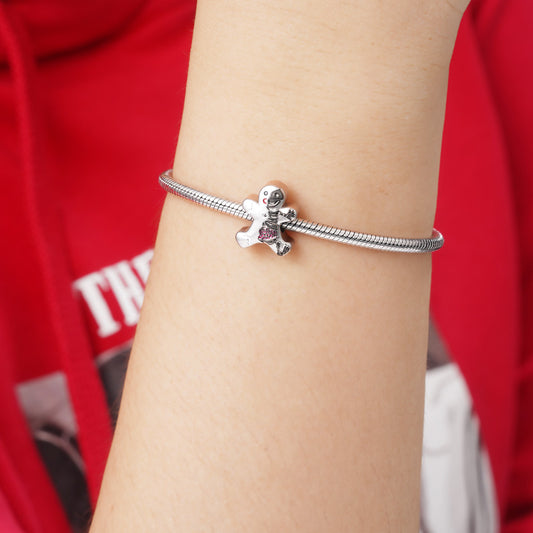 Skeleton Gingerbread Man Charm Bead 925 Sterling Silver Two-tone Plated_3