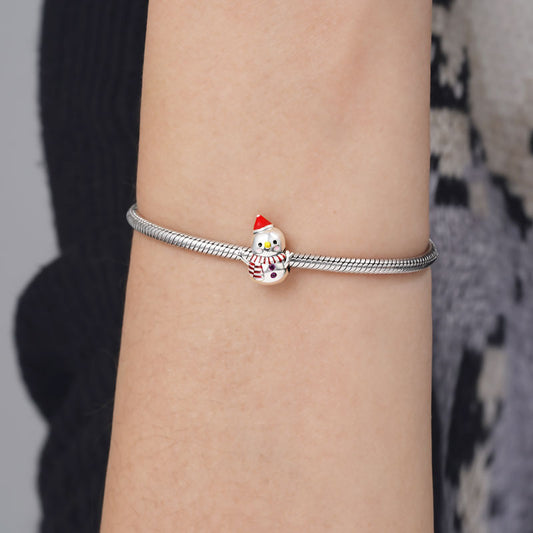 Cute Snowman Charm Bead 925 Sterling Silver_3
