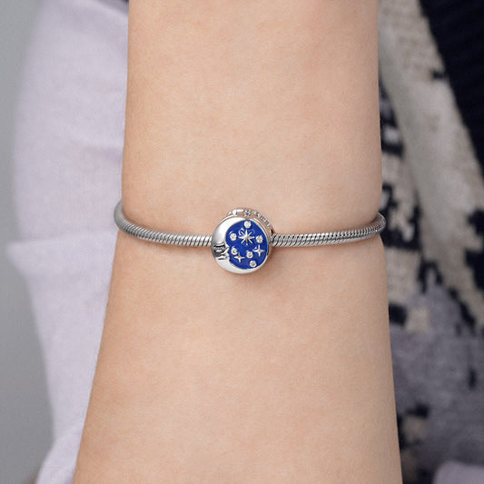 Gnoce "I Love You to The Moon & Back" Romantic Moon and Star 925 Sterling Silver locket Photo Charm Bead_3