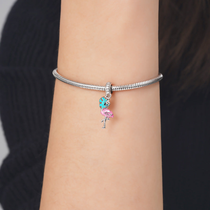 Flamingo Pendant Dangle Charm 925 Sterling Silver_3