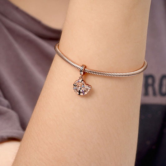 Snail Shell Pendant Dangle Charm 925 Sterling Silver 18K Rose Gold Plated Inlaid with Colorful Gemstones_3