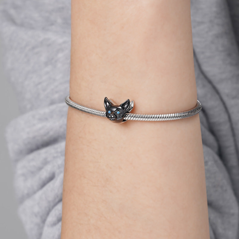 Double Sided Cat Charm Bead 925 Sterling Silver_6