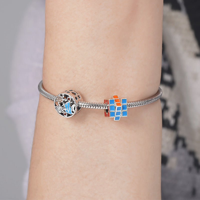 Rubik's Cube Charm Bead 925 Sterling Silver with Enamels_3