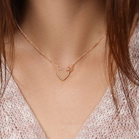 Gnoce "Lock My Heart" 18K Rose Gold Plated Personalized Sterling Silver Name Necklace with Adjustable Chain_4