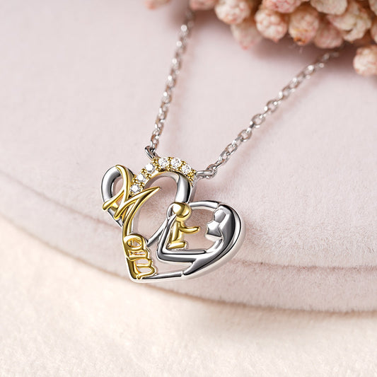 Mom Hugs Baby Necklace Sterling Silver 18K Gold Plated Mother's Day Gift_3