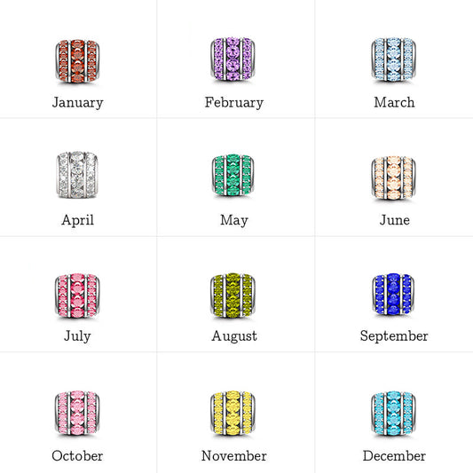 Gnoce "Lucky Month" Birthstone 925 Sterling Silver Gift Crystal Bead Charm_4