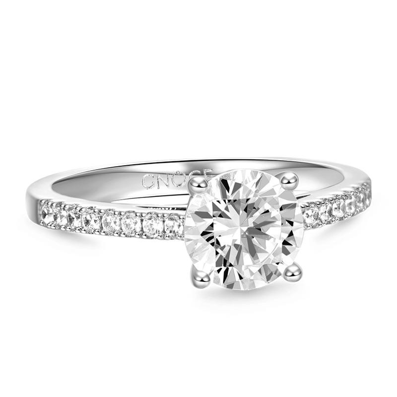 Sparkling Round Solitaire Ring 925 Sterling Silver Inlaid with Clear Gemstones_2