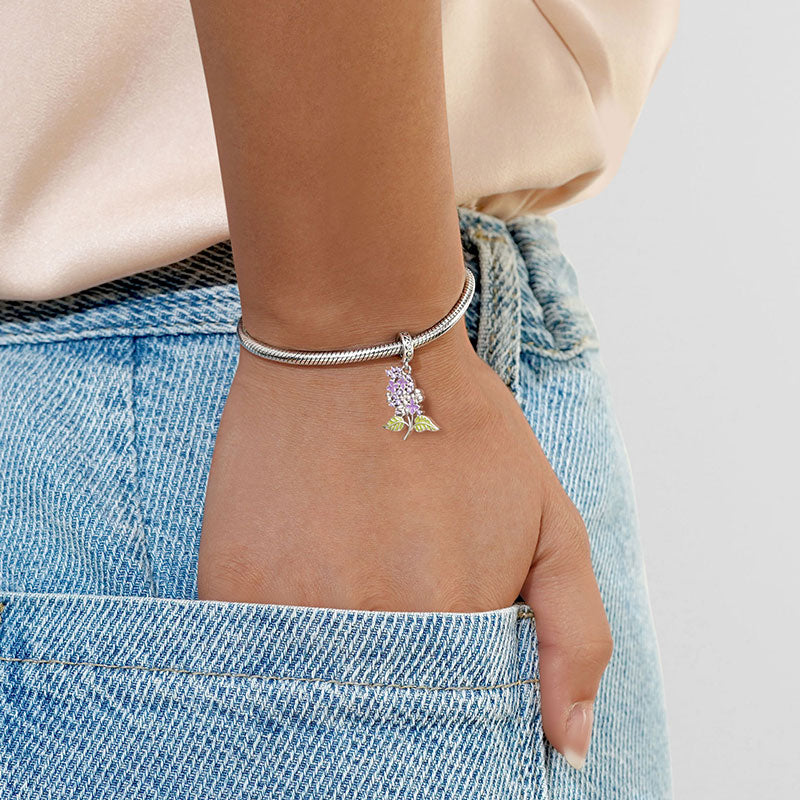 Gnoce Purple Lilac Flower Pendant Dangle Charm_5