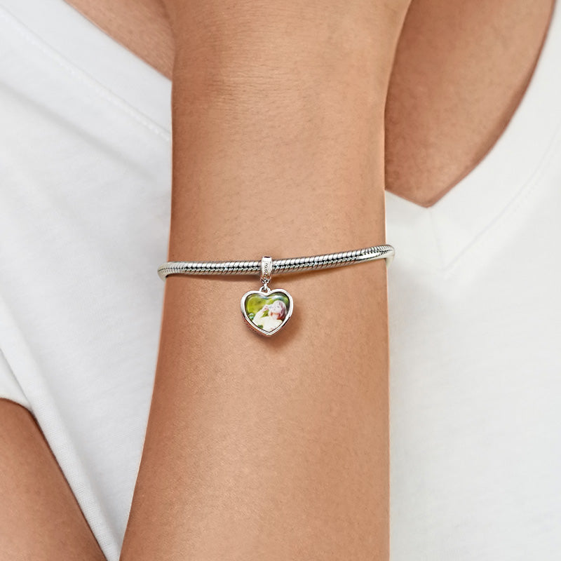 Gnoce Mar.Birthstone Heart Personalized Photo Pendant Dangle Charm_4