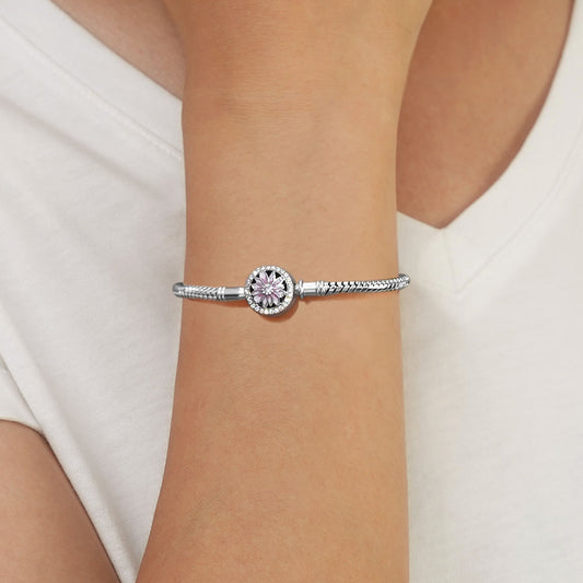 Gnoce Pink Daisy Basic Snake Chain Bracelet_5