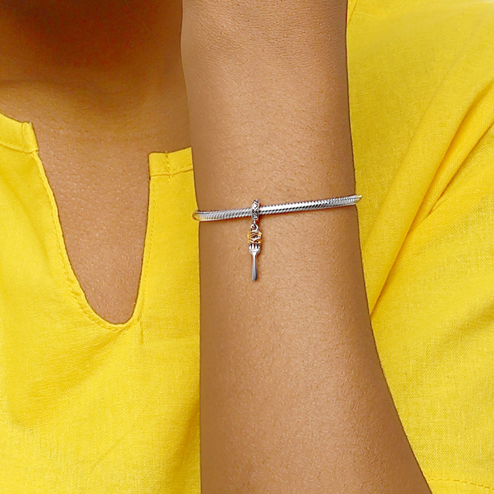 Fork & Pasta Pendant Dangle Charm 925 Sterling Silver_4