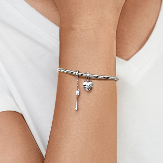 Gnoce Romantic Arrow with Love Double Pendant Dangle Charm_5