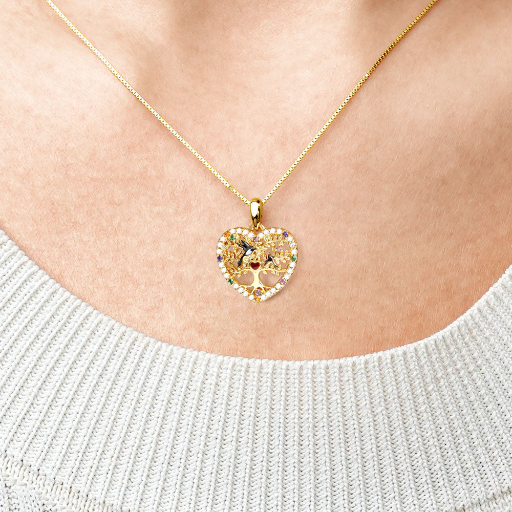 Gnoce Swallow Mom & BabyTree of Life Heart Necklace_4