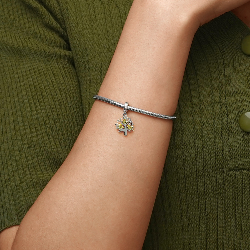 Gnoce Birds & Life Tree Initial Letters Personalized Pendant Charm_7