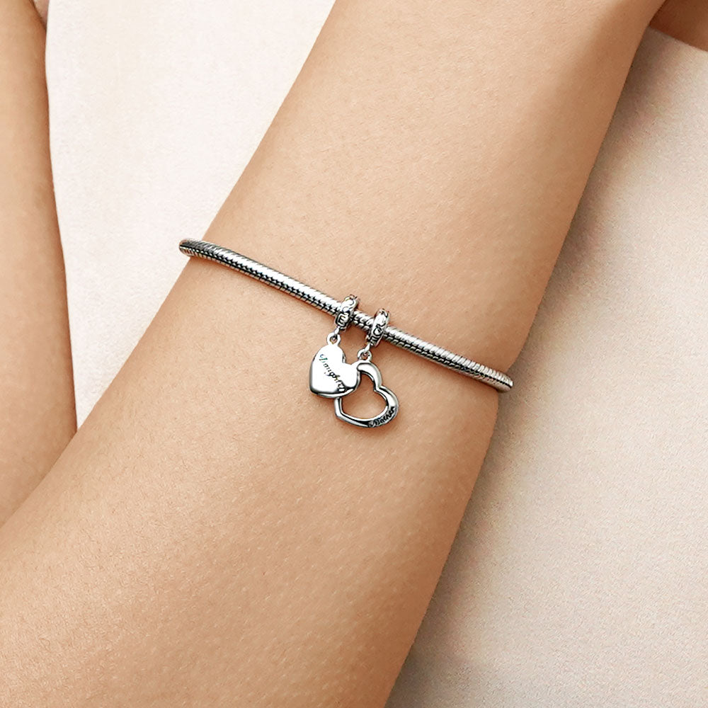 Gnoce Mother&Daughter Heart Pendant Dangle Charm_9