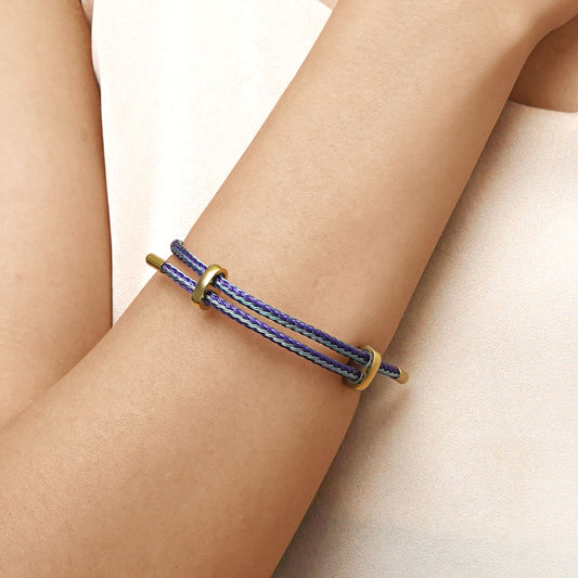 Gnoce Adjustable Blue Purple Basic Bracelet with 2 Pieces of Stoppers_5