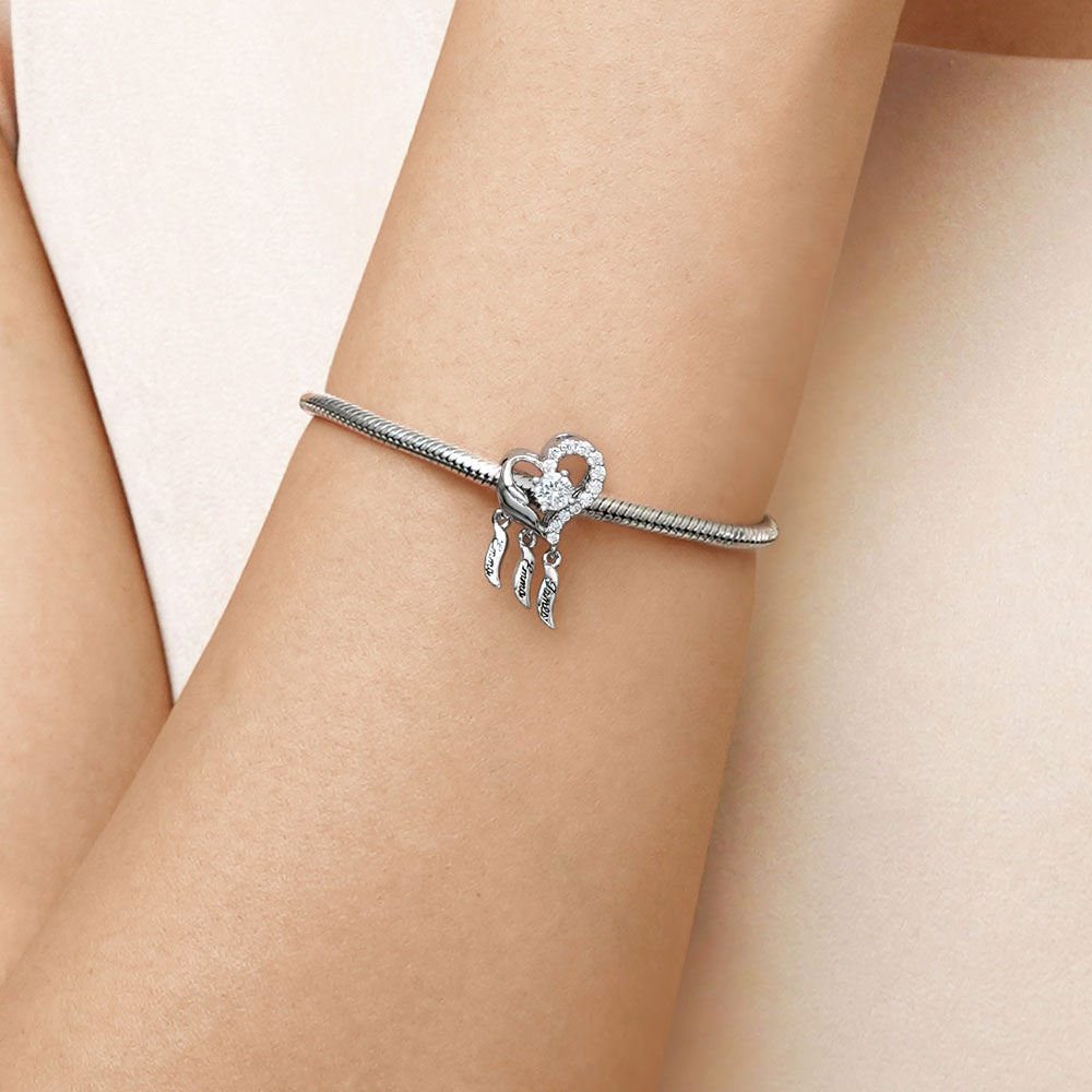 Gnoce Heart Shape Dream Catcher Engravable Charm_5