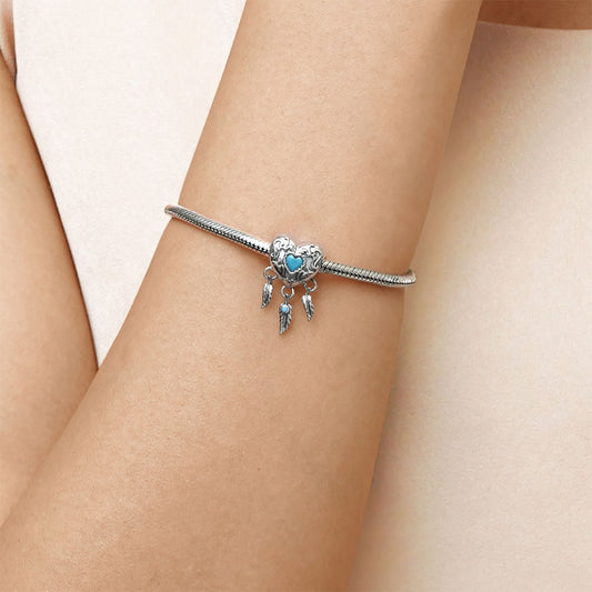 Gnoce Turquoise Vintage Dream Catcher Heart Charm_5