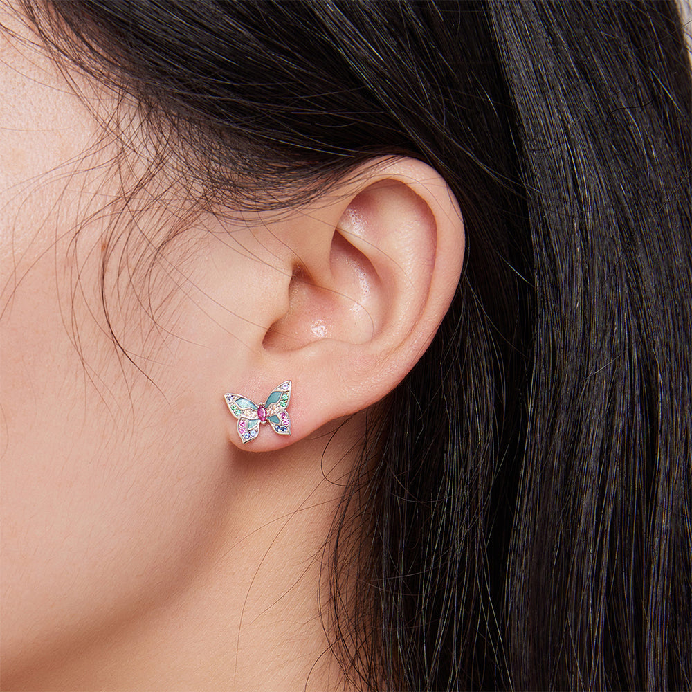 Gnoce Colorful Butterfly Stud Earrings_5
