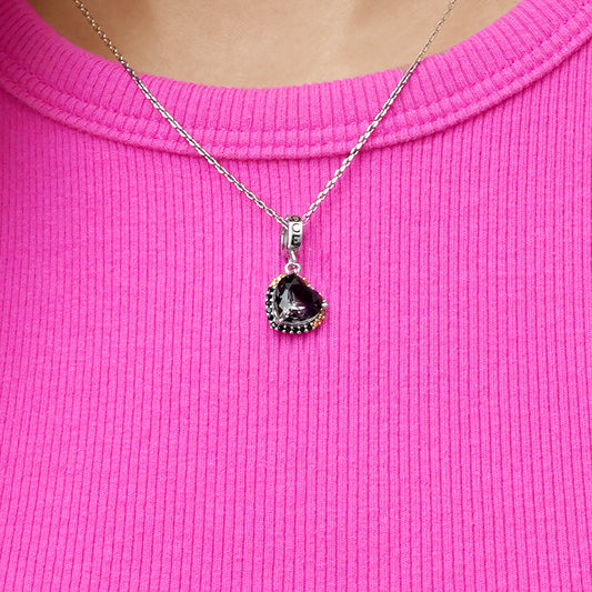 Gnoce Gradient Black Purple Heart-shaped Pendant Dangle Charm_7
