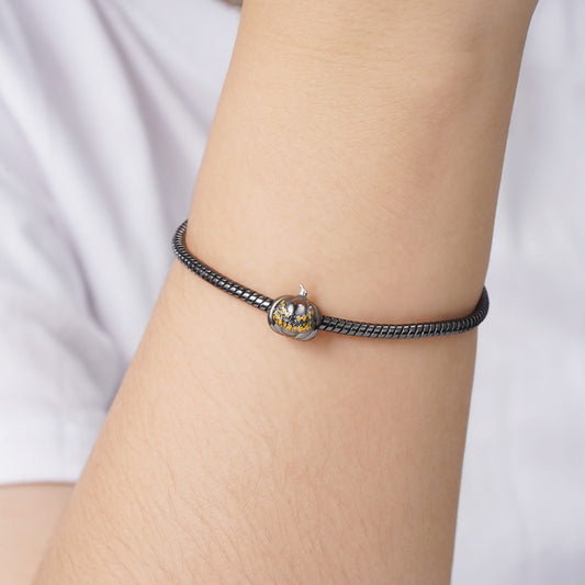 Black Pumpkin Charm Bead 925 Sterling Silver Hollow Craft_3