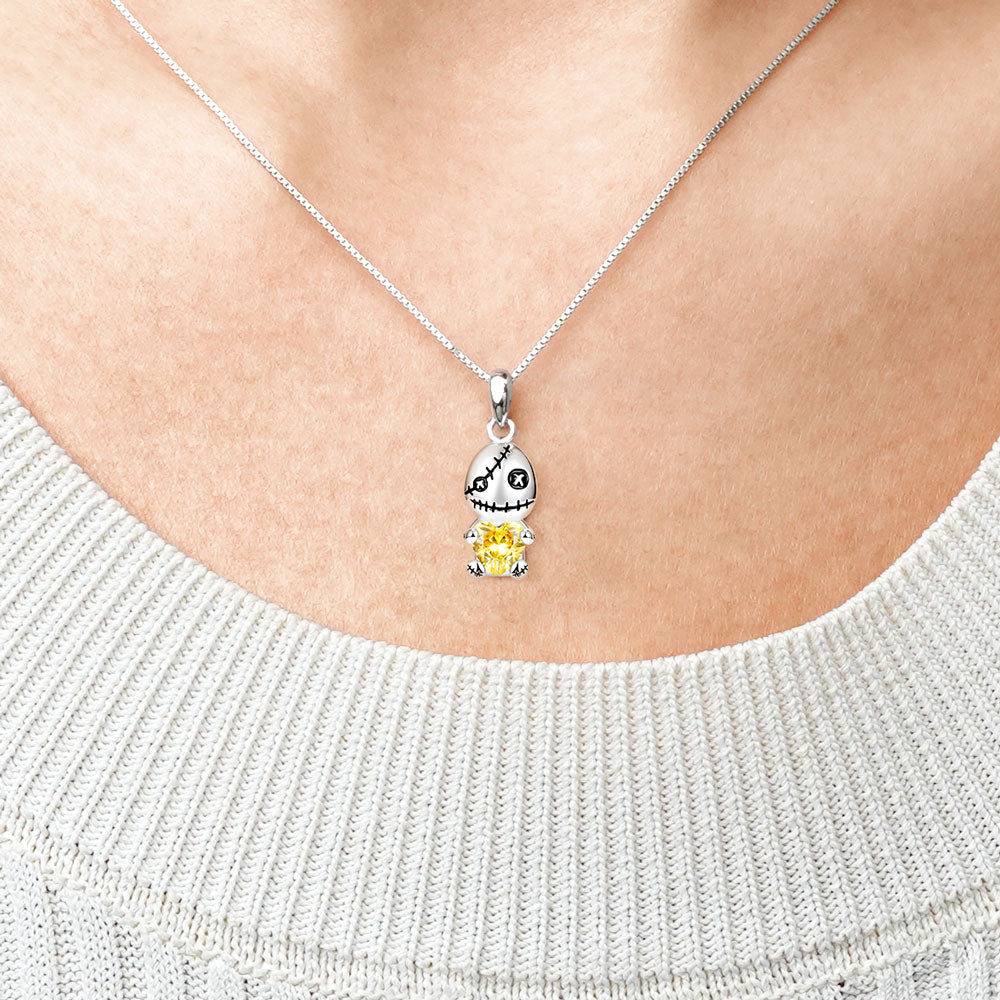 Gnoce Voodoo Doll Embraces Heart Gem Necklace_5