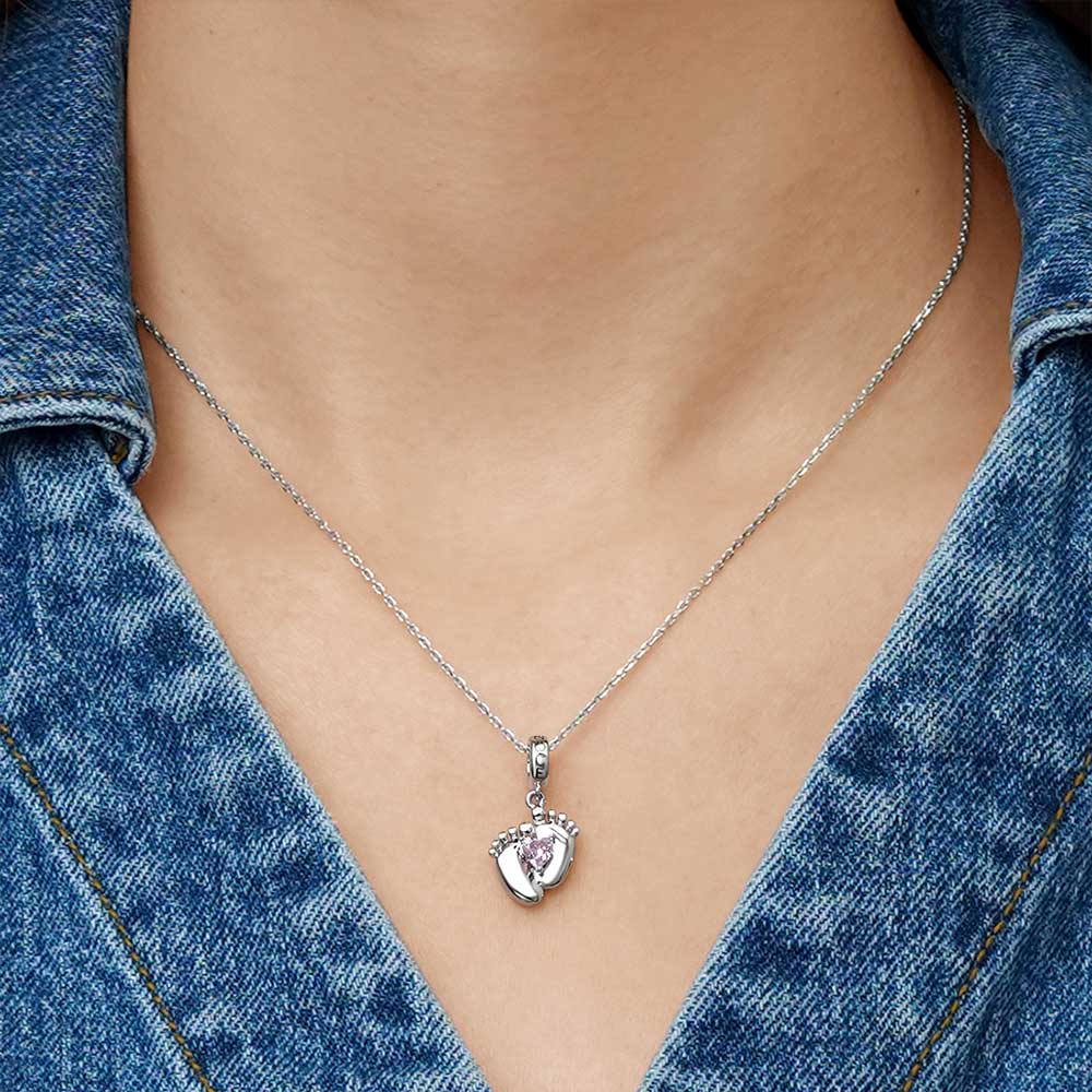Gnoce Engravable Baby Feet Pendant Dangle Charm_7