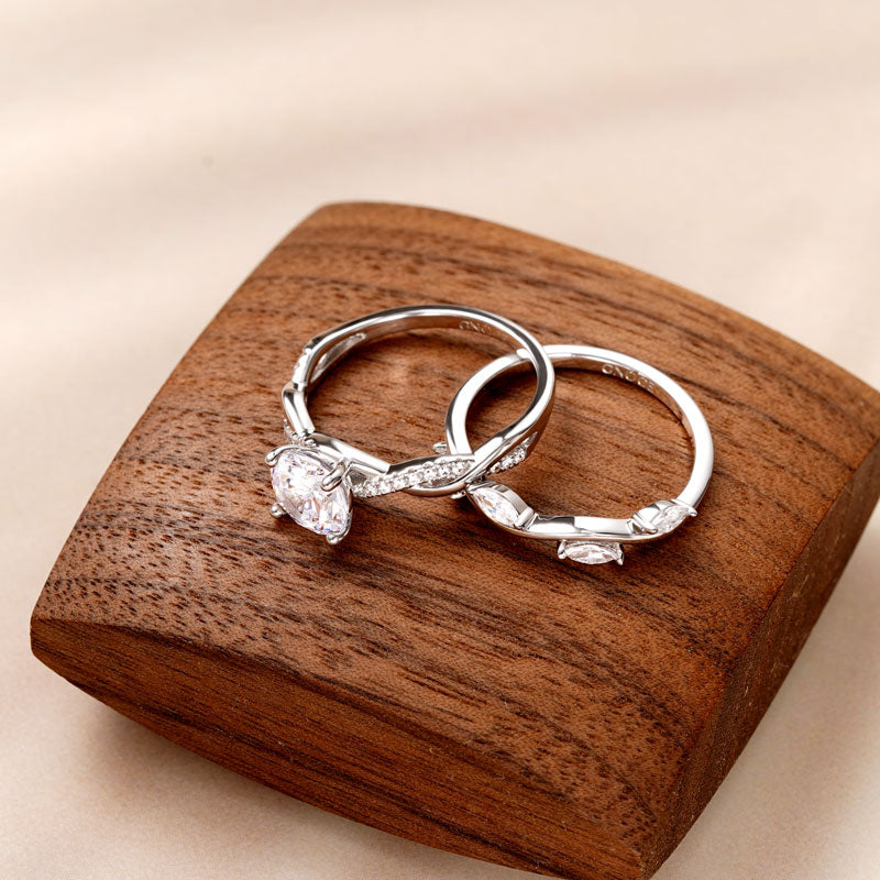 Gnoce Crossover Curved Diamond Stackable Ring Set_2