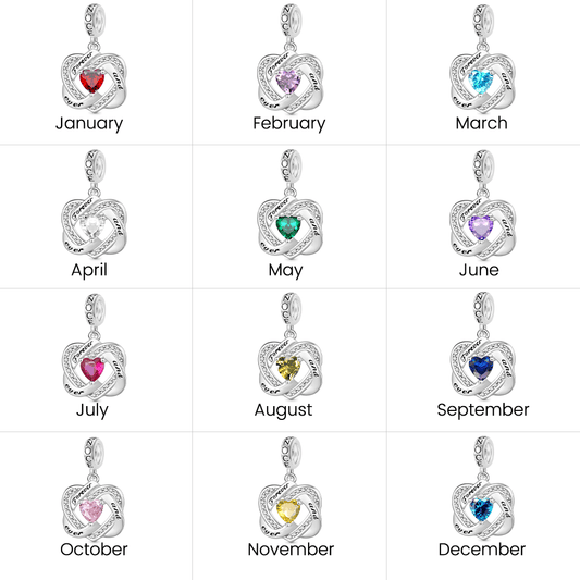 Gnoce "Forever and ever" Love Heart Birthstone Pendant Dangle Charm_7