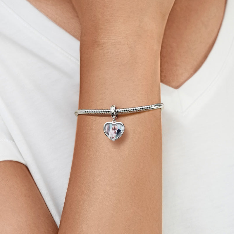 Gnoce Personalized Photo Engravable Name Heart Pendant Dangle Charm_4