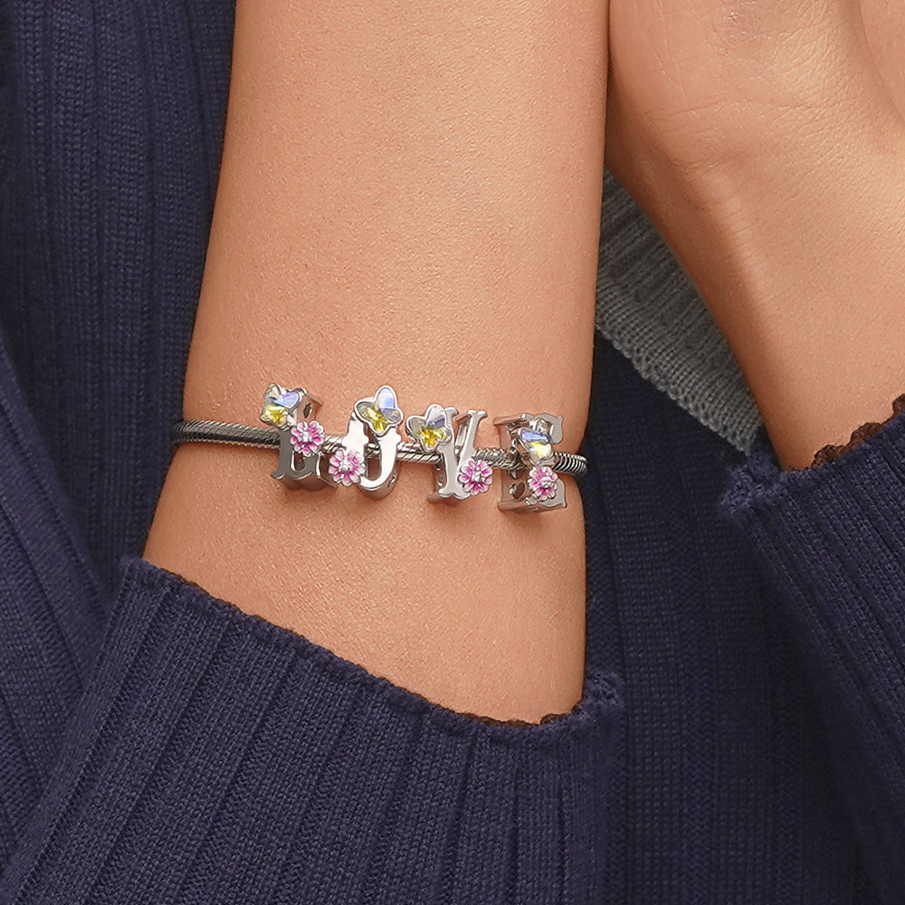 Gnoce Initial Letter Flower Personalized Charm_5