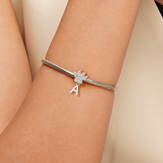 Gnoce Pet Dog Paw Initial Letters Personalized Pendant Dangle Charm_5