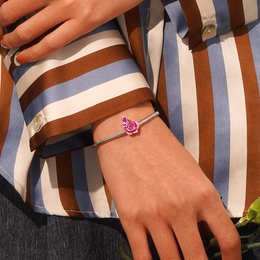 Gnoce Pink Rose Flower Charm_5