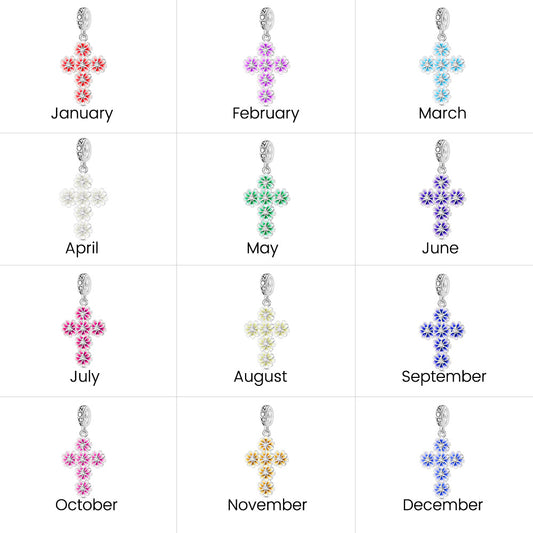 Gnoce Birthstone Daisy Cross Pendant Dangle Charm_7