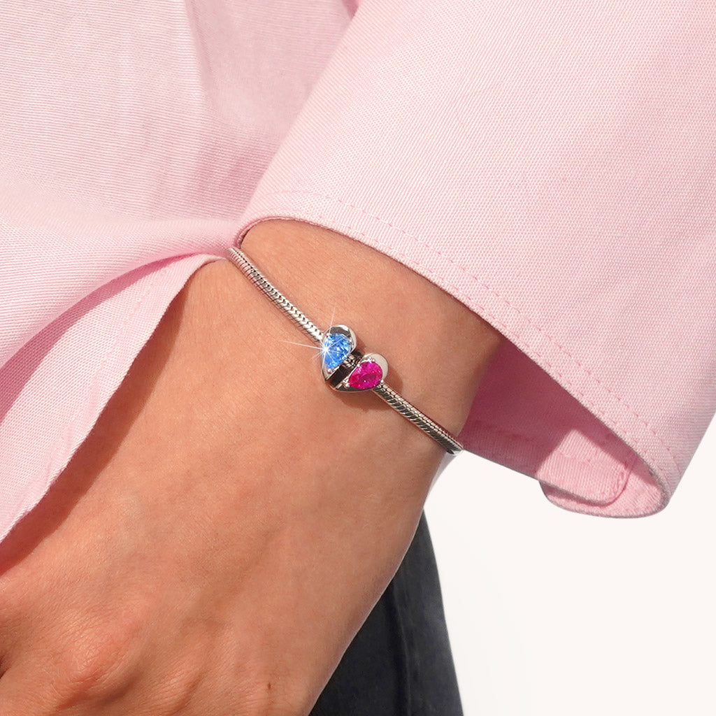 Gnoce Engravable Heart Split Birthstone Pendant Dangle Charm_8