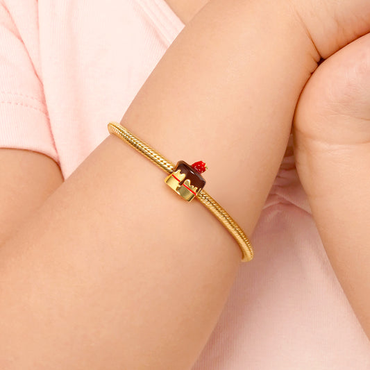 Strawberry Chocolate Cake Charm Bead Sterling Silver 18k Gold Plated_4