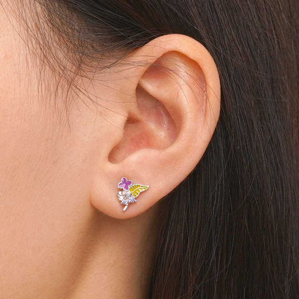 Gnoce Birthday Flower Series Lilac Stud Earrings_5