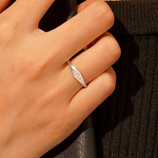 Gnoce Personalized Initial Letter Single Ring_5