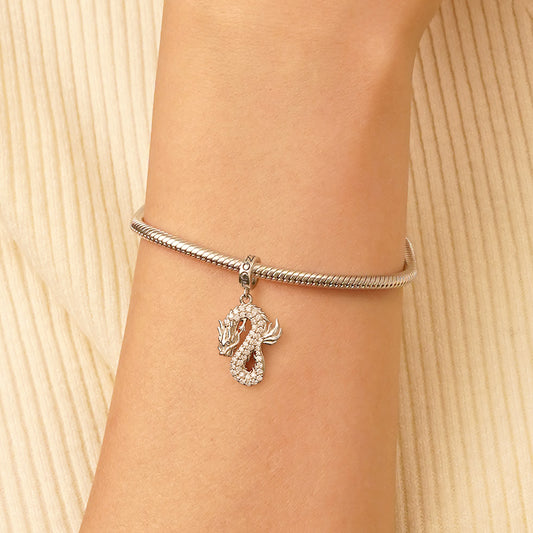 Gnoce Sparkling Silver Dragon Pendant Dangle Charm_6