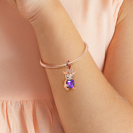 Gnoce Lovely Deer Embraces Heart Gem Pendant Dangle Charm_5