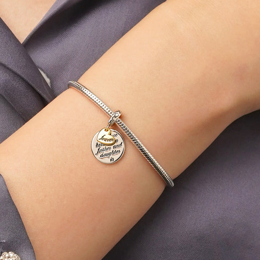 Gnoce Father Daughter Emotional Heart Pendant Dangle Charm_6