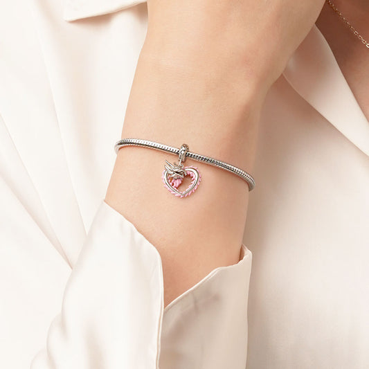 Gnoce Pink Heart Dragon Pendant Dangle Charm_6