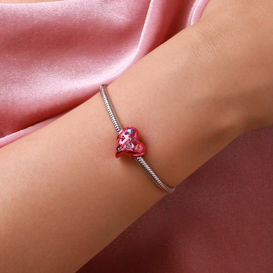 Gnoce Pink Heart Zircon Candy Charm_5