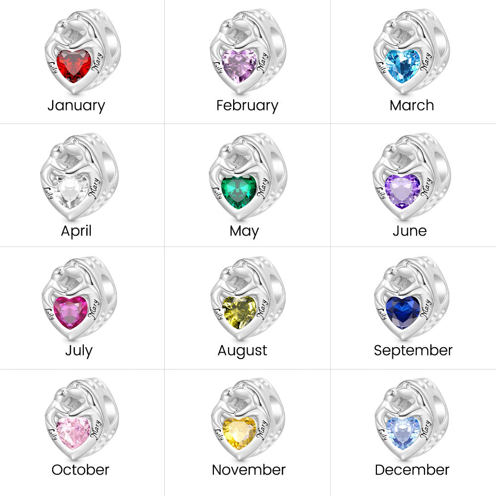 Gnoce Engravable Birthstone Mother's Day Hug Love Charm_7