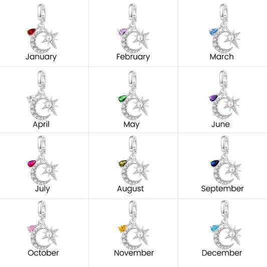 Gnoce Birthstone Moon Star Clasp Clusters Charm_7