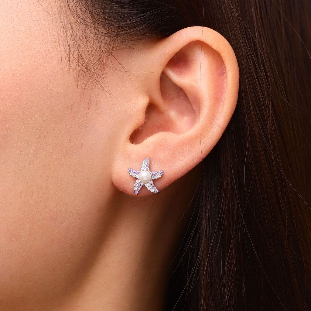 Gnoce Pearl Starfish Stud Earrings_5