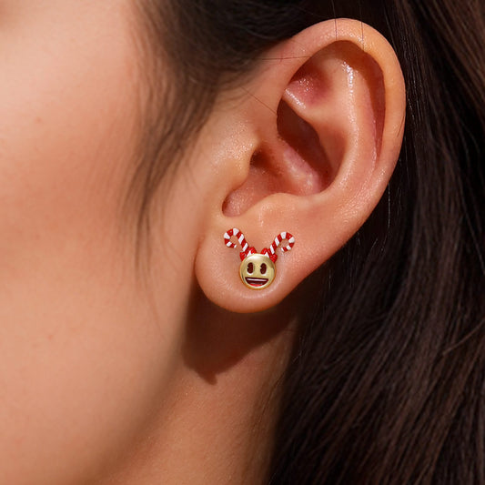 Gnoce emoji Smiling Face Heart-Eyes Asymmetric Stud Earrings_6